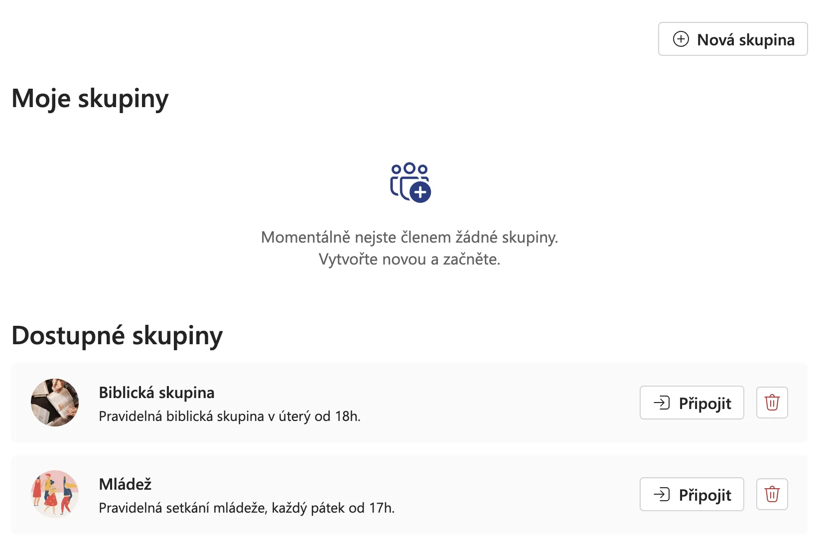 Believer skupiny – správa skupin ve společenství